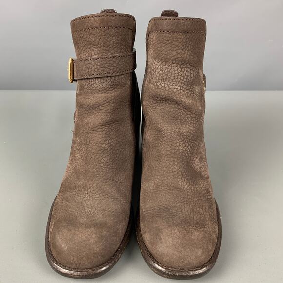 LOUIS VUITTON Size 5.5 Brown Leather Pebble Grain Chunky Heel Boots - Picture 4 of 9